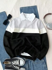 SHEIN Boys Cut And Sew Jumper - Multicolor - View 1