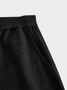 EASEVO Plus Size Men's Casual Loose Fit Gray Knit Long Jogger Pants - Black - View 3