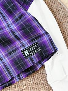 Manfinity VCAY Men's Casual Plaid Patchwork Woven Shirt, Spring/Autumn, Fall, Couple Things - Blue - View 5