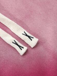 ROMWE MEN Street Life 春季休闲粉色男士韩流复古水洗拉链连帽卫衣，秋冬季长袖上衣，Y2K风格 - 粉色 - 查看 4