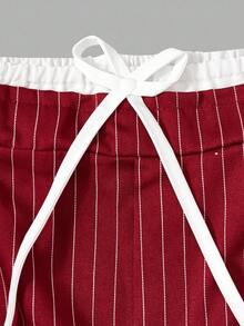 Teen Girl Colorblock Striped Loose Pants (With Belt) Fall Winter - Multicolor - View 4