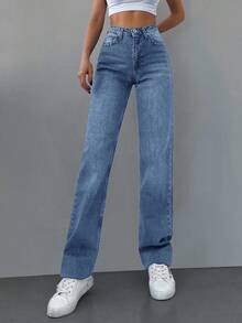 RueChic Women's Casual Daily Straight Leg Jeans - Light Wash - View 3