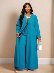 Brilight Women's Elegant Winter Clothes For Women Plain Tie Front And Casual Long Blouse With Wide Leg Pants Elegant Winter Sets Clothes For Women ,Suitable Vacation & Dating