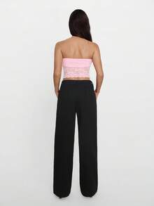 SHEIN Tall 女士休闲纯色口袋宽松裤 - 黑色 - 查看 2