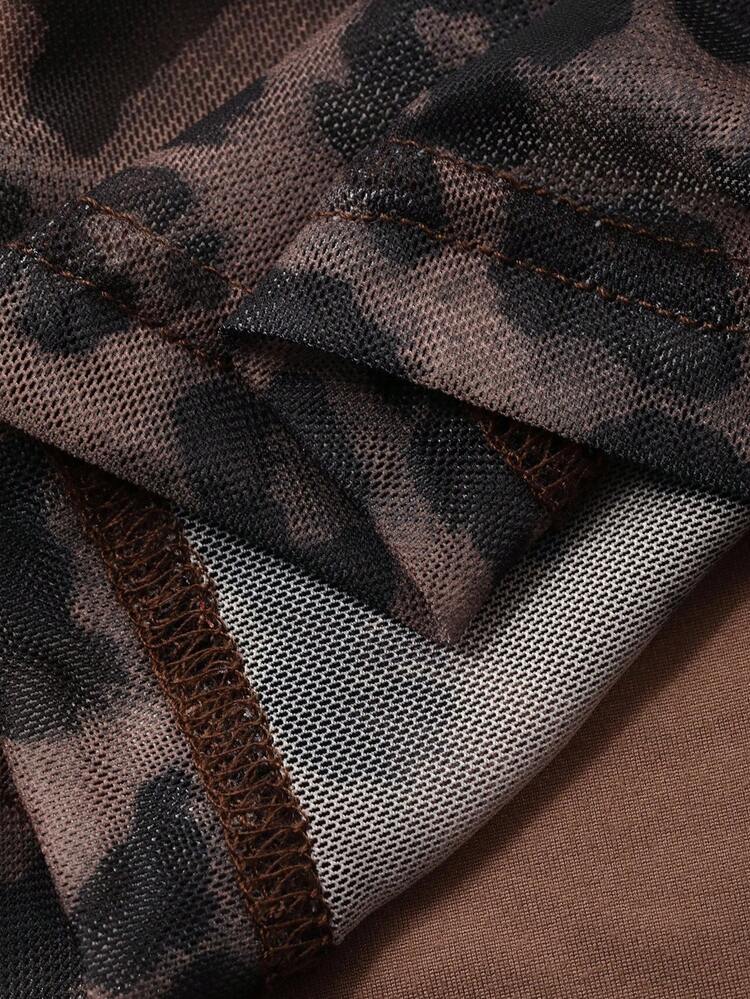 Women's Leopard Print Square Neck Mid-Length Dress, Autumn Dress