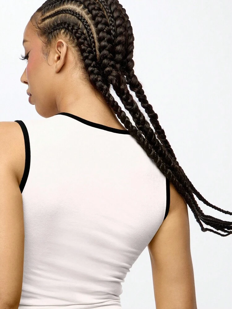 SUMWON WOMEN Gothic Script Ringer Tank Top With Contrast Binding