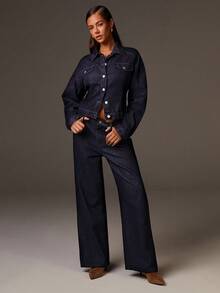 Athîral Women's Casual Commuter Low-Waist Straight-Leg Jeans - Navy Blue - View 3