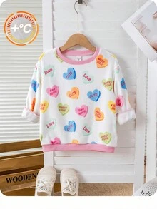 SHEIN 少女波点长袖毛绒卫衣，百搭秋冬装 - 彩色 - 查看 1