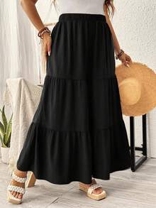 Ceyna Plus Size Women's Solid Color Simple Loose Wide Leg Pants For Daily Wear Fall Cloth For Women - Black - View 5