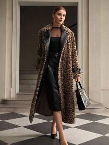 ZEYLAH 女士卡其色豹纹人造毛皮拼布 - 卡其色 - 查看 4