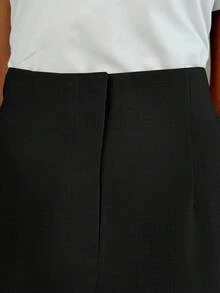 SHEIN LUNE 女士纯色裤子，教师正装裤，适合日常穿着，办公室通勤 - 黑色 - 查看 6