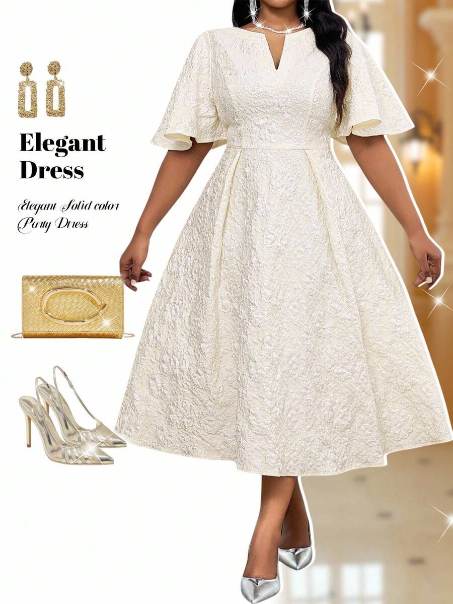 Fleurora Váy dự tiệc sang trọng, kín đáo cho tiệc cưới, tiệc cocktail, hòa nhạc/lễ hội âm nhạc cỡ lớn cho sinh nhật và sự kiện mùa xuân và mùa hè - Màu be - Xem 1