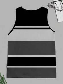 Manfinity RelaxMax 男士夏季休闲撞色条纹背心 - 灰色 - 查看 5