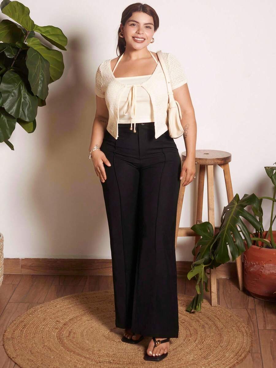 Lupita Cardoza Knotted Front 2-In-1 T-Shirt - Apricot - View 1