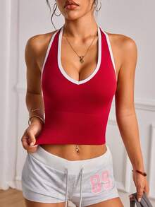 Dewbera 女式撞色装饰运动露背上衣