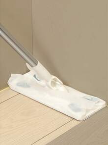 1pc Japanese Style Disposable Dust Collection Mop With Detachable Static Dust Sheets, Slouchy Dusting Paper Mop With Iron Rod Handle - Grey - View 7