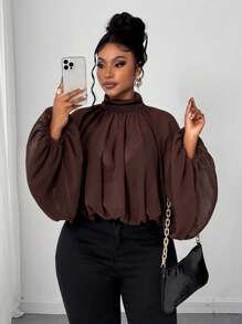 Maweii Plus-Size Women's Sexy New Year Georgette Crewneck Cover-Up