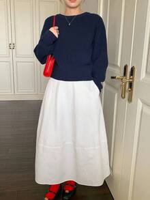 DAZY 纯色修身圆领长袖露背蝴蝶结休闲毛衣，女士秋冬款