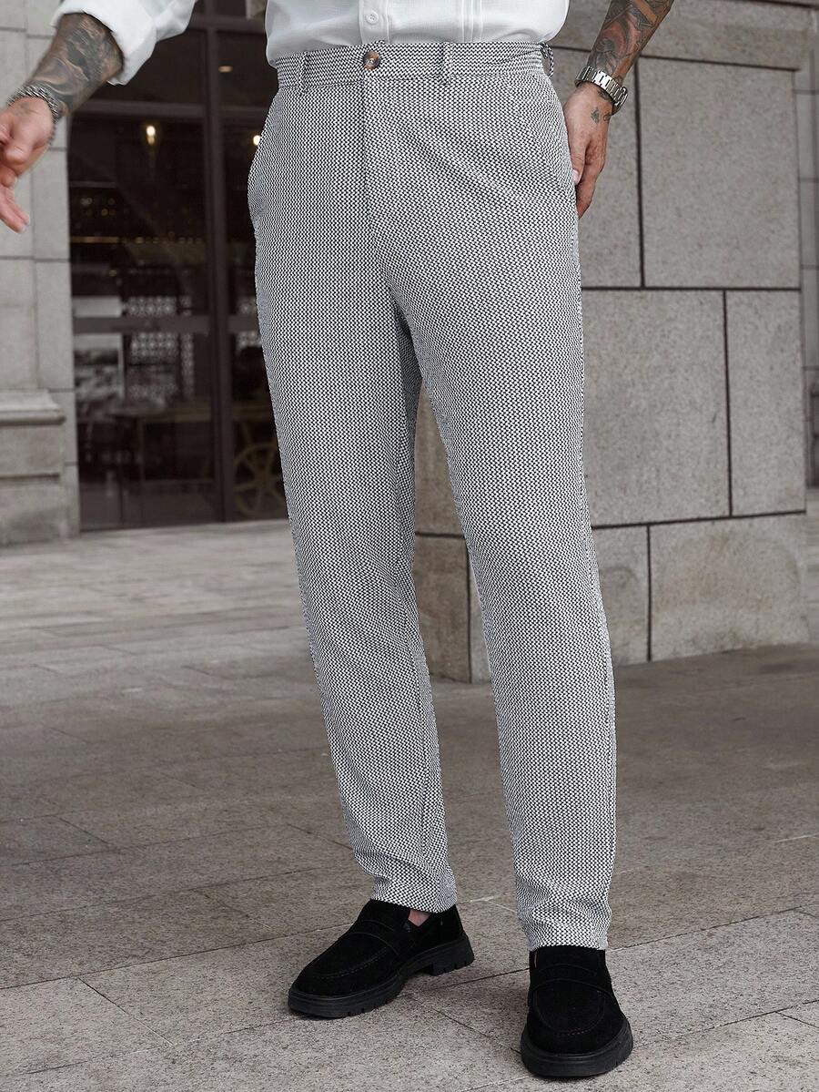Manfinity Homme Quần áo ngoài trời mùa thu cho nam, Quần áo nam mùa thu 2025, Quần ống côn đa năng thường ngày cho nam, Quần dệt kim nam, Quần họa tiết răng sói, Mùa thu - Nhiều màu - Xem 1
