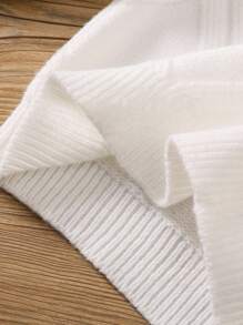 幼儿男童圆领长袖条纹菱形图案套头休闲毛衣 - 白色 - 查看 7