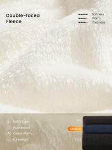 GLOWMODE 羊毛柔软保暖防风弧形领下摆设计及臀拉链夹克，带侧袋，日常休闲装秋冬 - 白色 - 查看 4