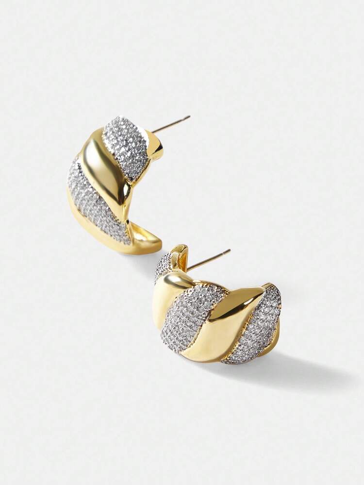 18K GOLD PLATED RHINESTONE STUD EARRINGS