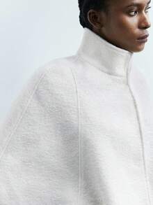 Maija 女式休闲简约前扣立领夹克，秋季 - 白色 - 查看 5