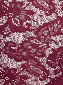 SHEIN ICON Women's Burgundy Lace Hippie Sheer Low-Cut V-Neck Long Flare Sleeve Top - Burgundy - View 9