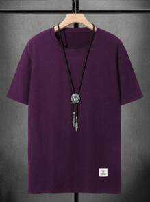 Manfinity Homme T-shirt casual à manches courtes de couleur unie pour hommes, été