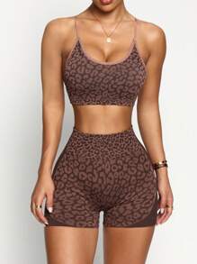 Slayform Bộ đồ thể thao quấn màu nâu cà phê thời trang với họa tiết da báo và thiết kế dây lưng Bộ đồ 2 món màu nâu Quần short biker họa tiết da báo Quần short biker màu nâu Bộ đồ hai mảnh họa tiết da báo Bộ đồ tập luyện màu nâu cho nữ Bộ đồ liền thân màu nâu Quần short biker họa tiết da báo cho nữ Bộ đồ 2 món họa tiết da báo Quần short biker họa tiết da báo - Cà phê nâu - Xem 3