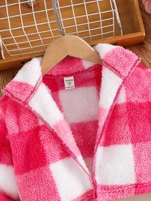 SHEIN 3pcs Set: Knitted Plaid Short Jacket, Solid Color Knitted Camisole, And Flared Pants Fall Winter - Pink - View 3