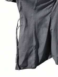 Almamuse Modna damska marynarka z podwójną klamrą w talii - Szary - Zobacz 6