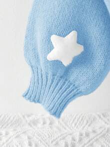SHEIN Playful Pals Young Girl Fashionable Casual Cute Sweet 3D Star Cardigan Girls Blue Cardigan With Stars Girls Star Cardigan Baby Blue Cardigan Kids Blue Sweater Toddler Girl Blue Cardigan Fall Winter