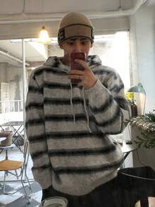 DAZY Áo len trùm đầu kẻ sọc cho nam, nhiều màu, mùa thu, dành cho mùa thu - Nhiều màu - Xem 4