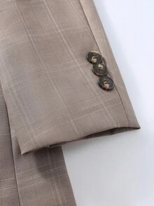 Manfinity Mode Men's Large Plaid Print Button Front Casual Business Suit Jacket - Multicolor - View 6