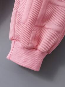 SHEIN 3pcs/Set Tween Boy Letter Textured Sweatshirt, Sweatpants And Backpack Set (Can Be Sold Separately) Fall Winter - Pink - View 5