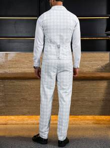 Manfinity Bizformal Áo vest nam công sở ôm vừa vặn họa tiết răng sói, thích hợp mặc đi làm hàng ngày, đi làm, dự tiệc và dạ tiệc. Món quà tuyệt vời cho bạn trai hoặc chồng. - trắng - Xem 2