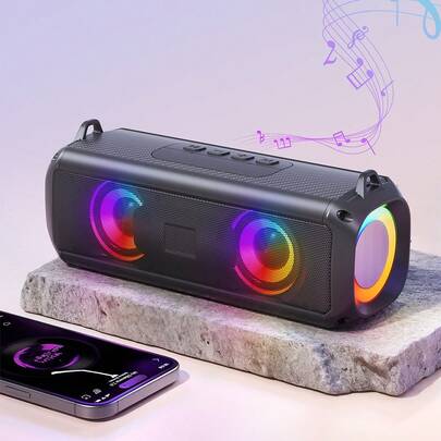 Teckwe Loa không dây di động, Loa siêu trầm, Loa nghe nhạc có đèn, Loa âm thanh nổi ngoài trời có đèn RGB, Thời gian chơi cả ngày, Thiết kế ba lô, Loa chuyên nghiệp đa năng cho cắm trại, du lịch, tiệc tùng