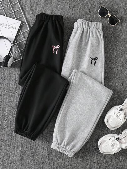 Sparklyn 2pcs Girls' Butterfly Print Pants Set, Multi-Color Combination, Suitable To Pair With Sweatshirts, Sweaters, Jackets, Coats For Spring And Autumn Wear, Suitable For Outings And Back To School Fall Winter