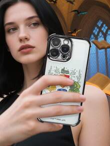 HARRY POTTER X SHEIN 时尚卡通动物印花透明手机壳 - 黑色 - 查看 4