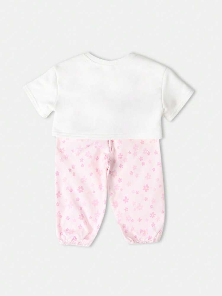 Cropped T-Shirt With Floral Print Joggers