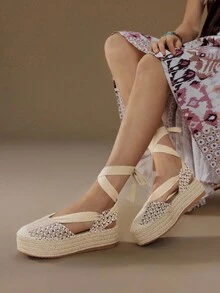 Styleloop 女士休闲系带露趾厚底凉鞋，适合圣诞节、万圣节、音乐节、秋季 - 咖啡棕 - 查看 3