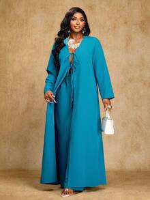 Brilight Women's Elegant Winter Clothes For Women Plain Tie Front And Casual Long Blouse With Wide Leg Pants Elegant Winter Sets Clothes For Women ,Suitable Vacation & Dating