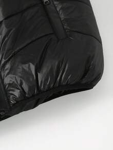 1 Stück Outdoor Lässig Sport Weste für Jugendliche, schwarz mit Nähten, Akzent mit Buchstabenband, essentiell für Herbst/Winter