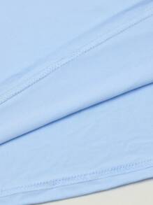 Maweii Áo thun cổ tròn nữ | Họa tiết hoạt hình chữ cái thời trang, thiết kế đơn giản, phù hợp mặc hàng ngày và đa năng, thể hiện phong cách tự nhiên và thanh lịch - Màu xanh nhạt - Xem 3