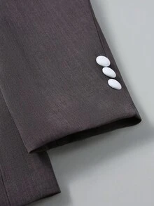 Manfinity Mode 男士休闲/商务通勤撞色拼接领单排扣西装外套 - 淺灰色 - 查看 4