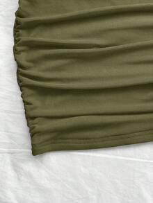 Soleia Váy ngắn hở lưng buộc dây cổ chữ V sâu gợi cảm dành cho nữ, dáng ôm sát, thích hợp cho tiệc tùng, hẹn hò, trà chiều, kỳ nghỉ hè trên bãi biển gợi cảm và thời trang - Màu xanh Ô liu - Xem 5