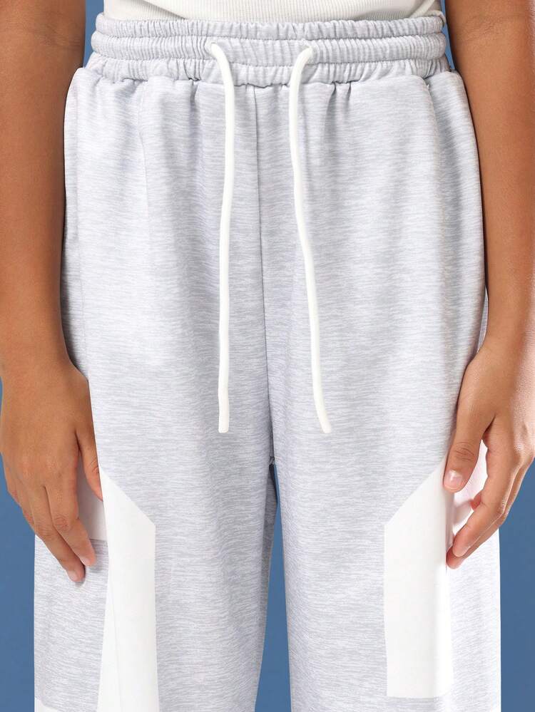 Wide Leg Panel Sweatpants With Geometric Design