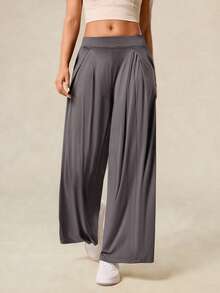 OutZeal 女士防紫外线凉爽触感丝滑柔软口袋阔腿运动裤日常休闲工作室秋季 - 淺灰紫 - 查看 8