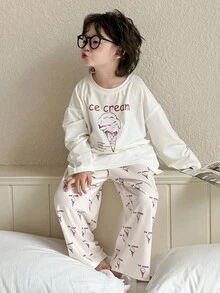 DAZY 2pcs Kids Boys Casual Long Sleeve Top And Pants Set, Fall Outfit